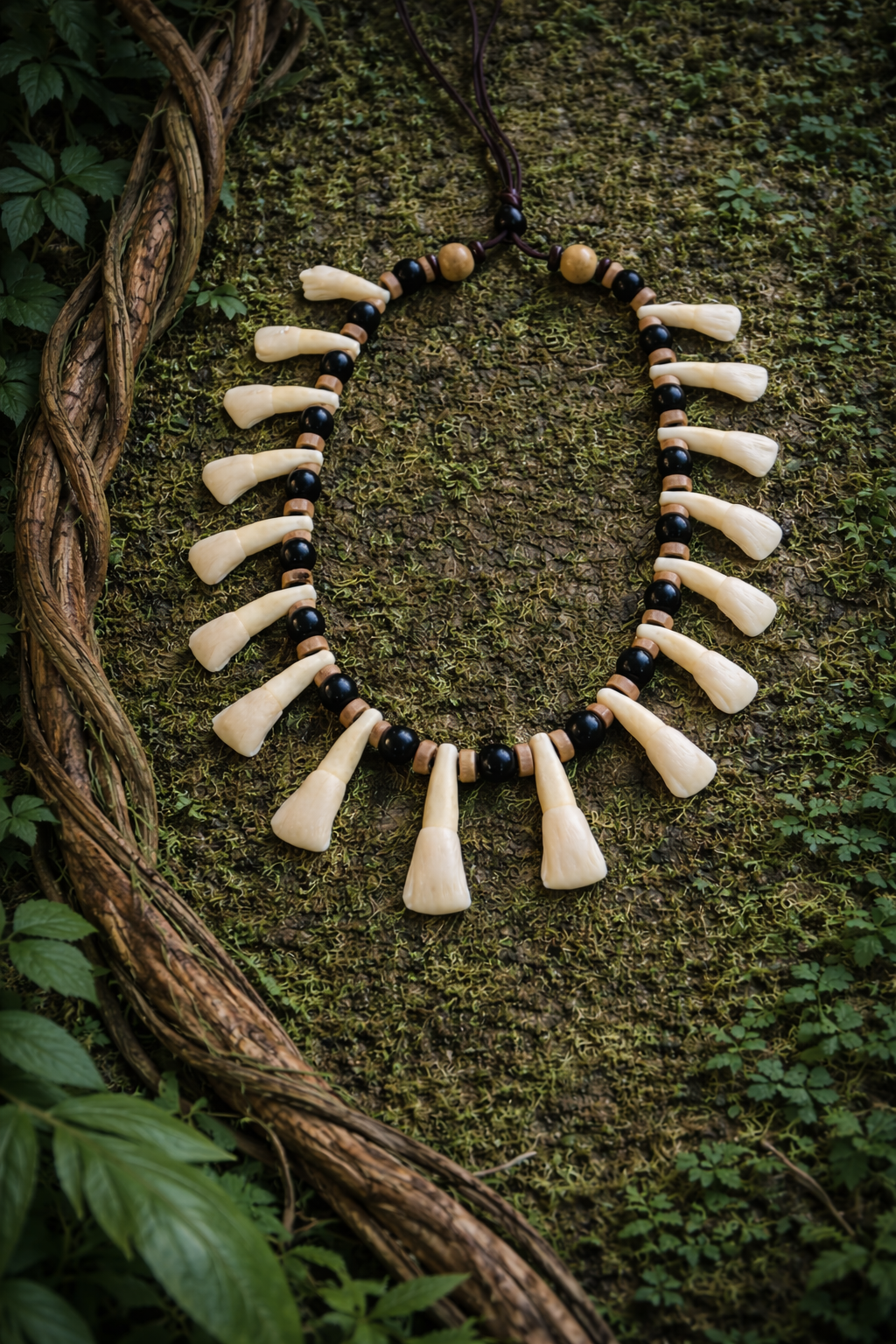 Handmade Tribal style bovine bone tribal necklace