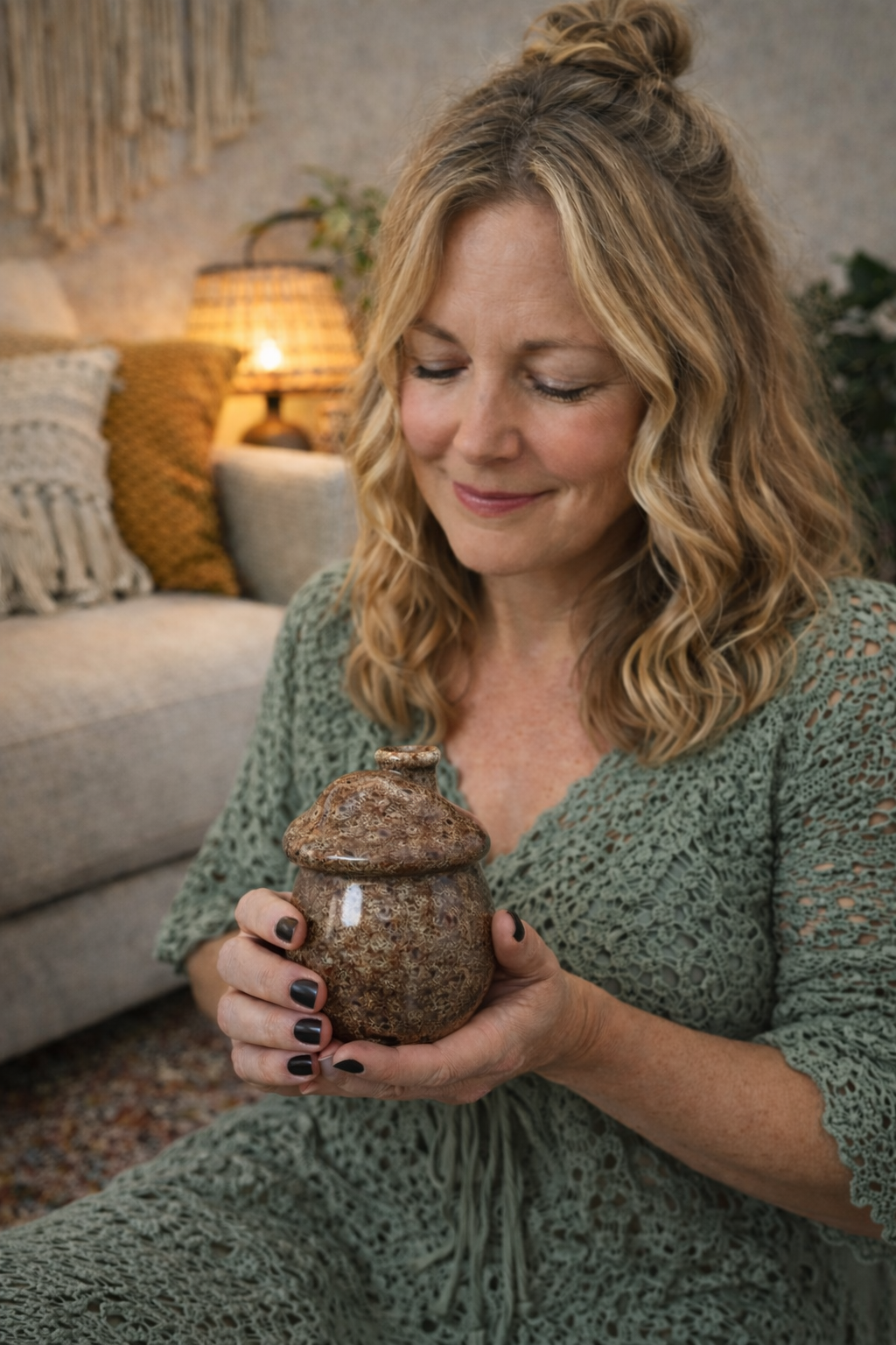 Tyli liepsna grybo formos keraminis degiklis