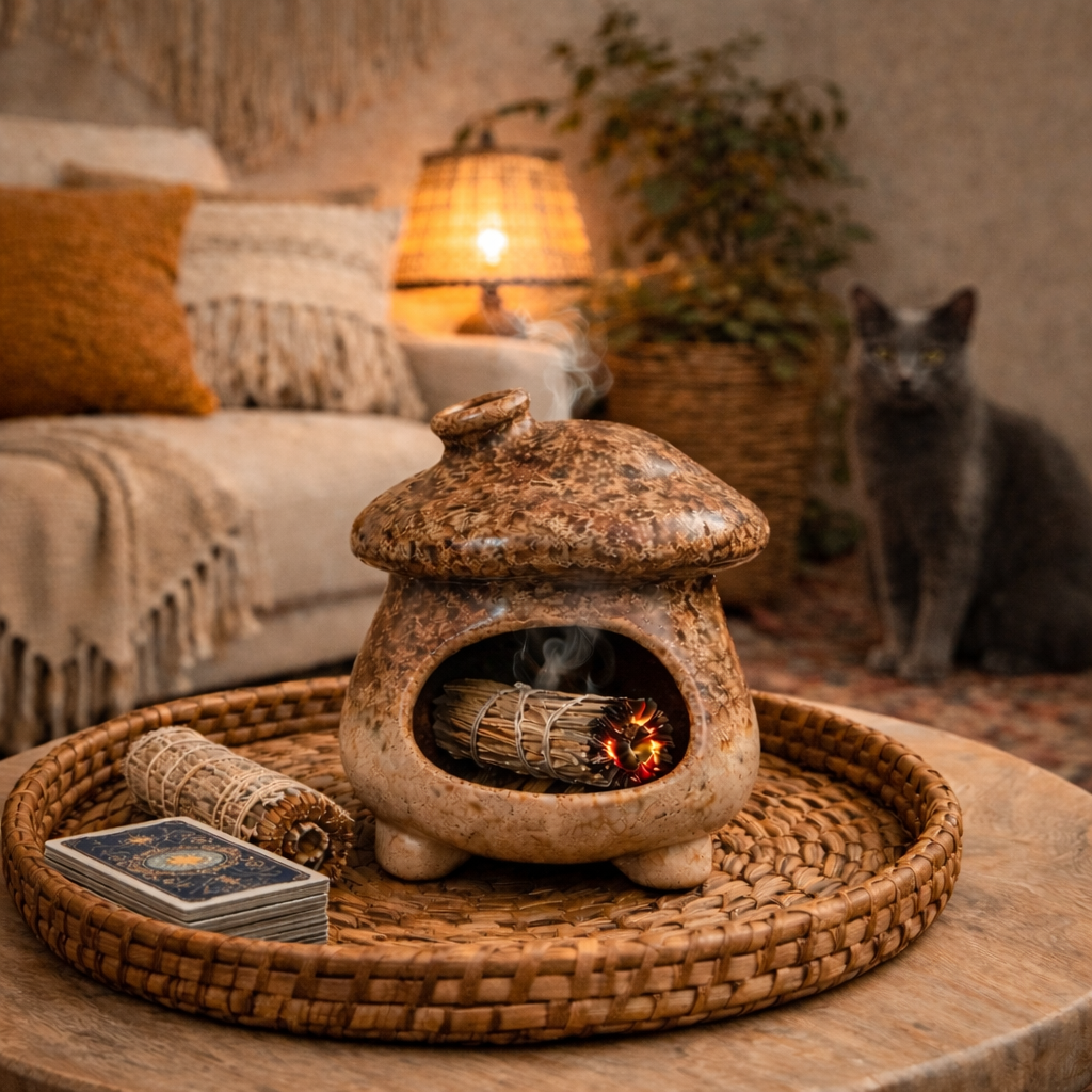 Tyli liepsna grybo formos keraminis degiklis