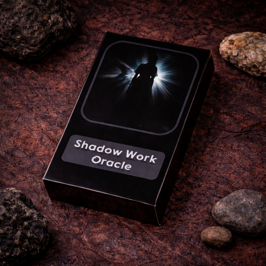 Soul Transformation Oracle Deck box with a silhouetted figure illuminated by blue-white light.